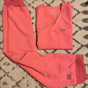 Neon Pink Figs Scrub Set